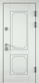 Белая дверь МДФ с терморазрывом в стиле модерн в частный дом с отделкой МДФ ПВХ - фото